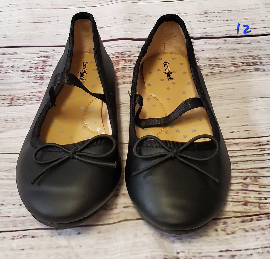 cat and jack black slip ons - size Shoes: Youth 12