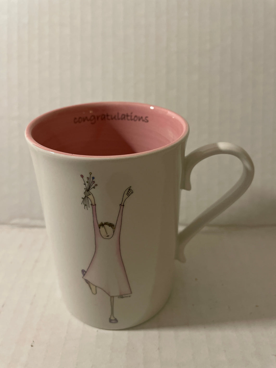 NEW Congratulations Mug White / Pink Ceramic