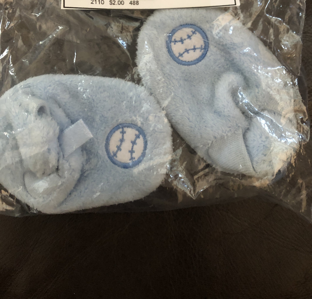 Blue Booties (b) baseball - size Shoes-Baby 0-2