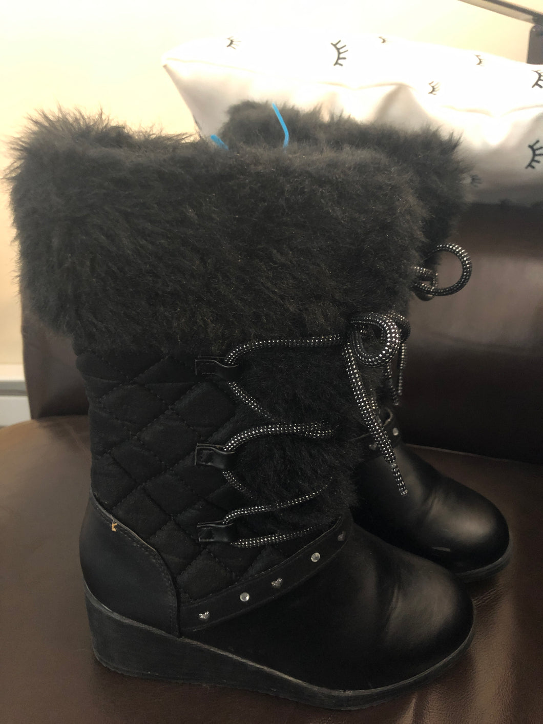 Piper black boots (w) zip sides - size Shoes-youth  2
