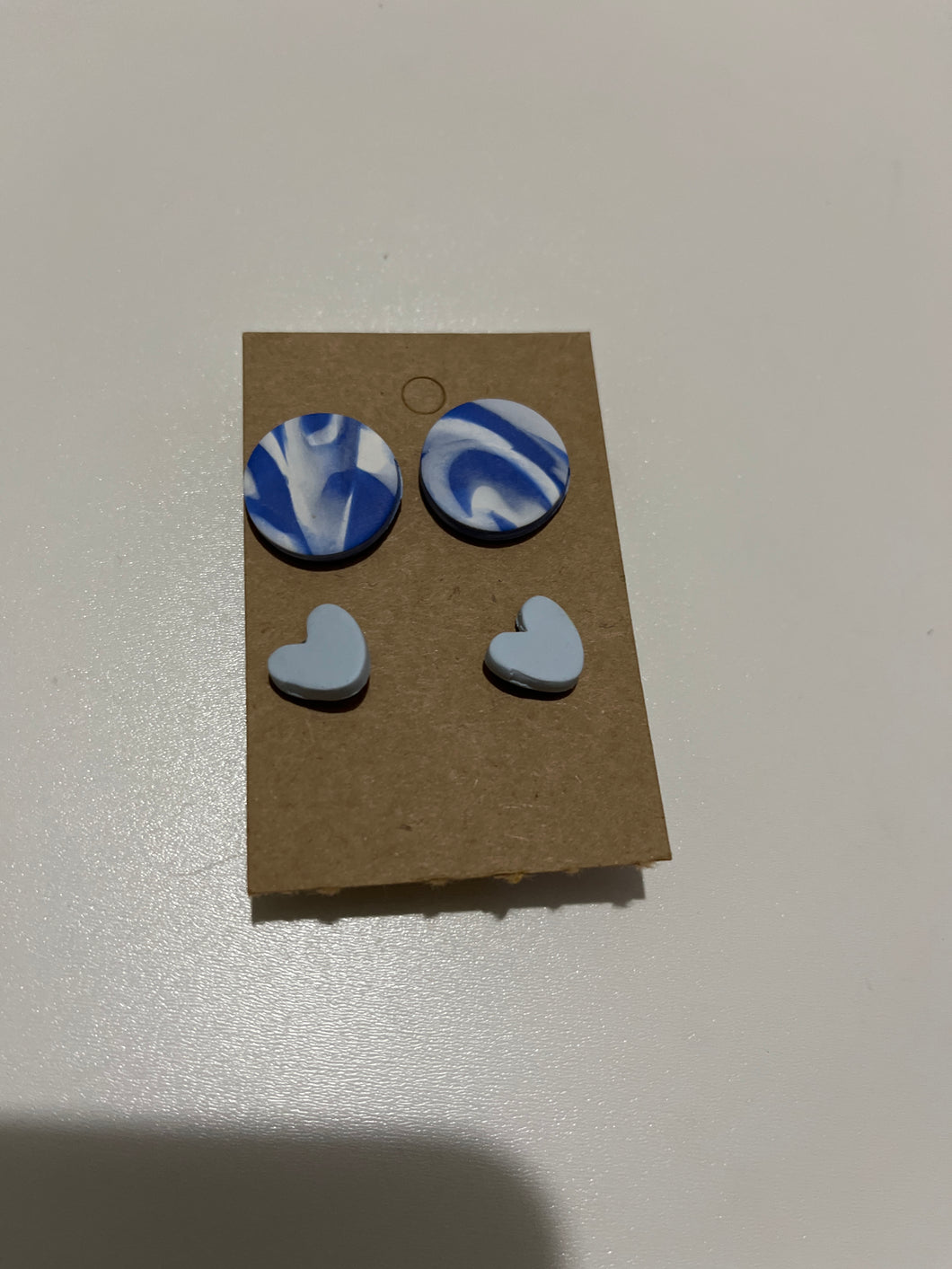 NEWPurple/white earrings Circles/hearts