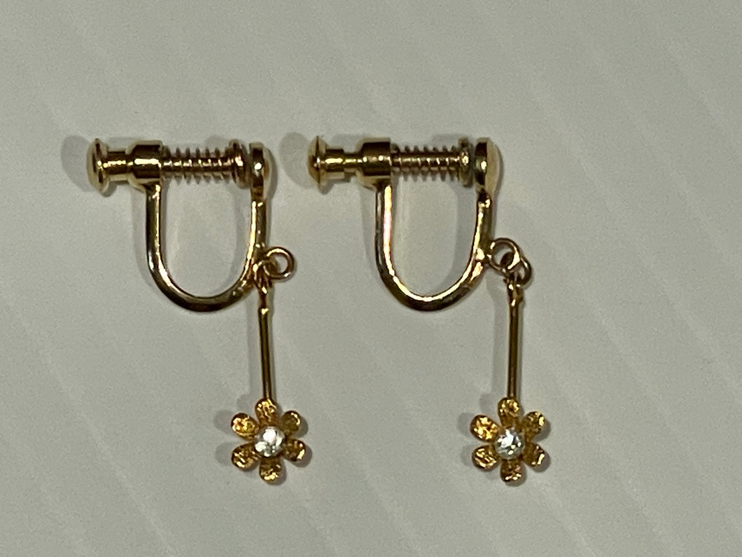 Screw Back Non- Pierce Earring w/Flower
