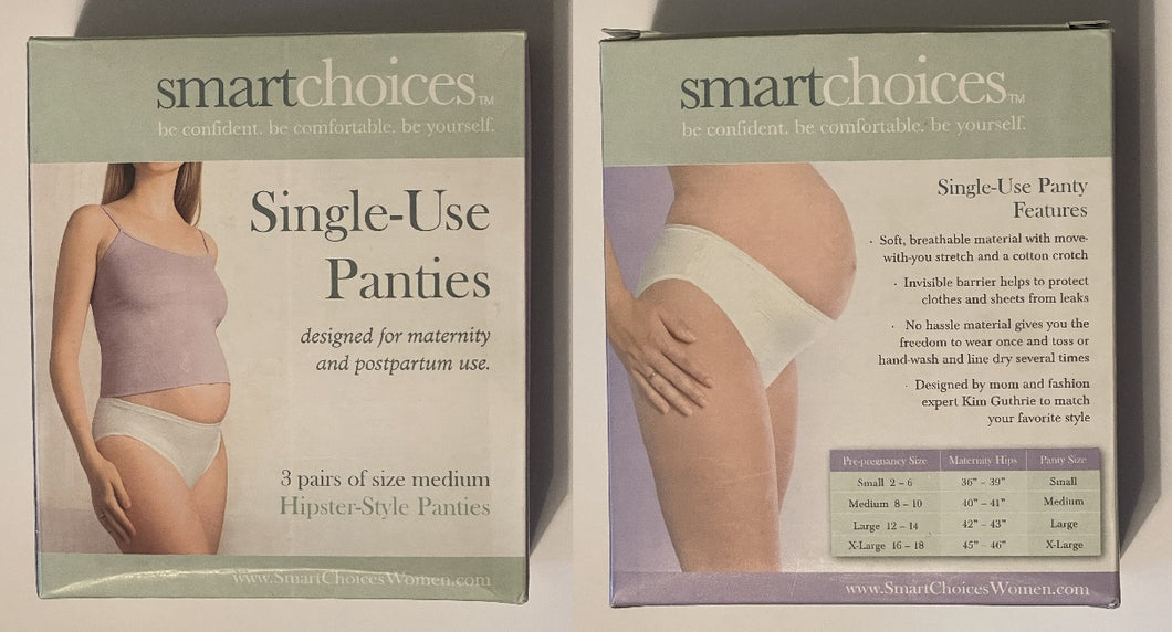NEW - Smart Choices 3 Single-Use Panties - size Women M (8-10)