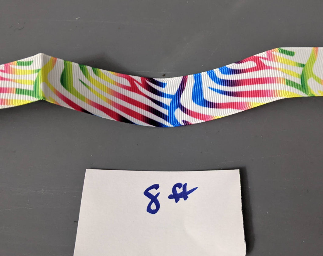 rainbow zebra ribbon 8 feet