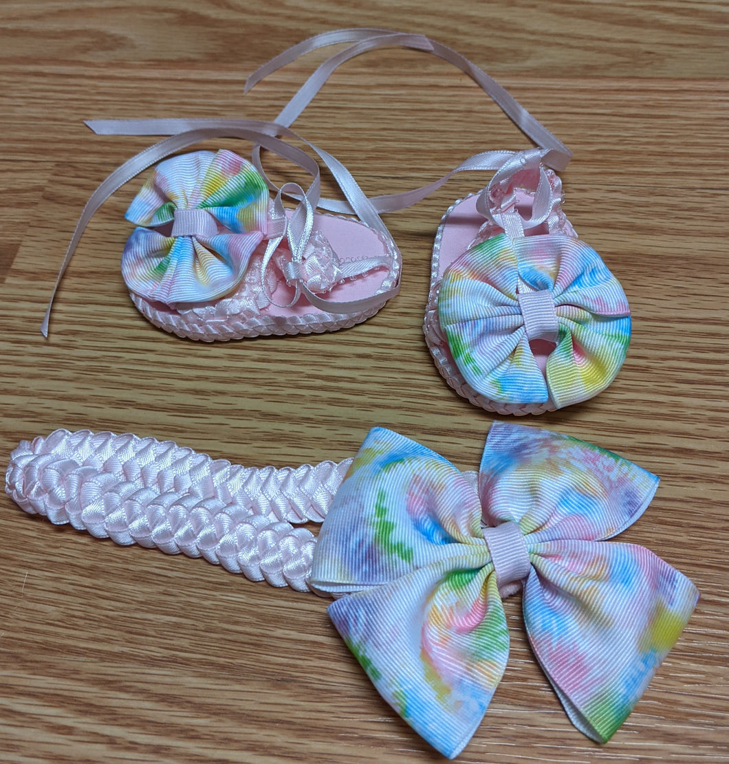 headband and sandles baby  homemade - tye dye