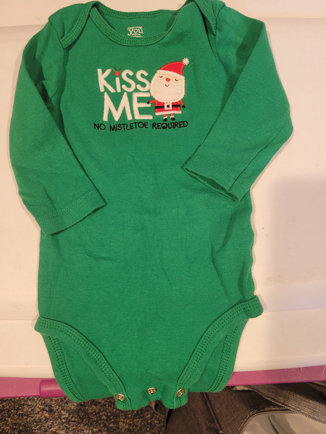 Just one for you Green L/S Christmas onesie - size 9 Months