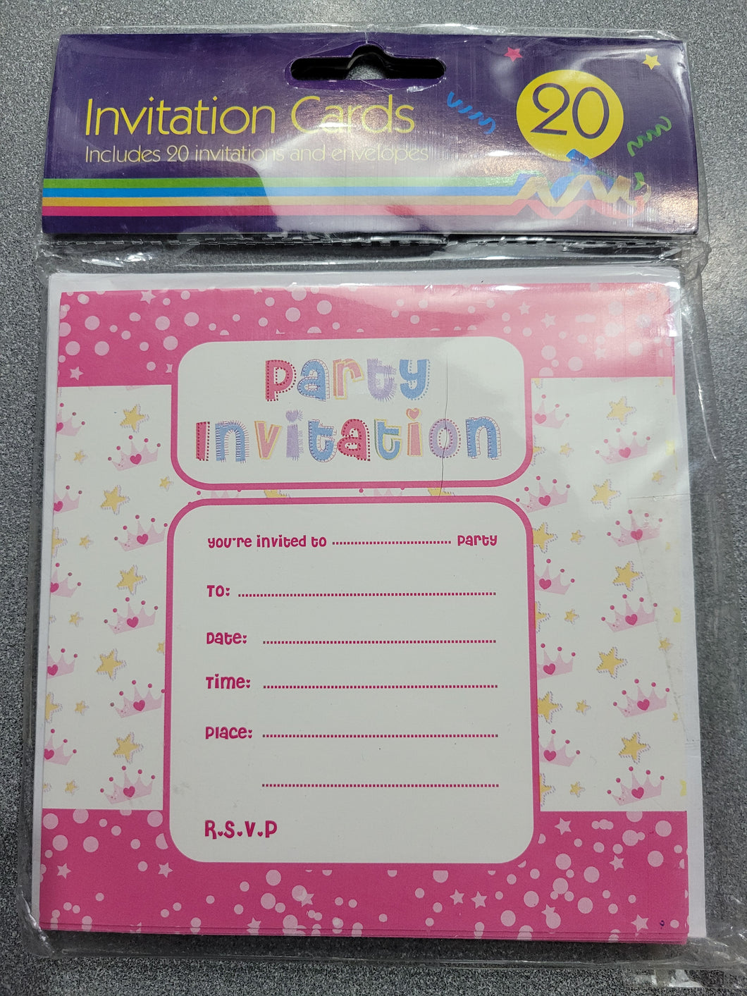 20 party invitations Pink & White w/little