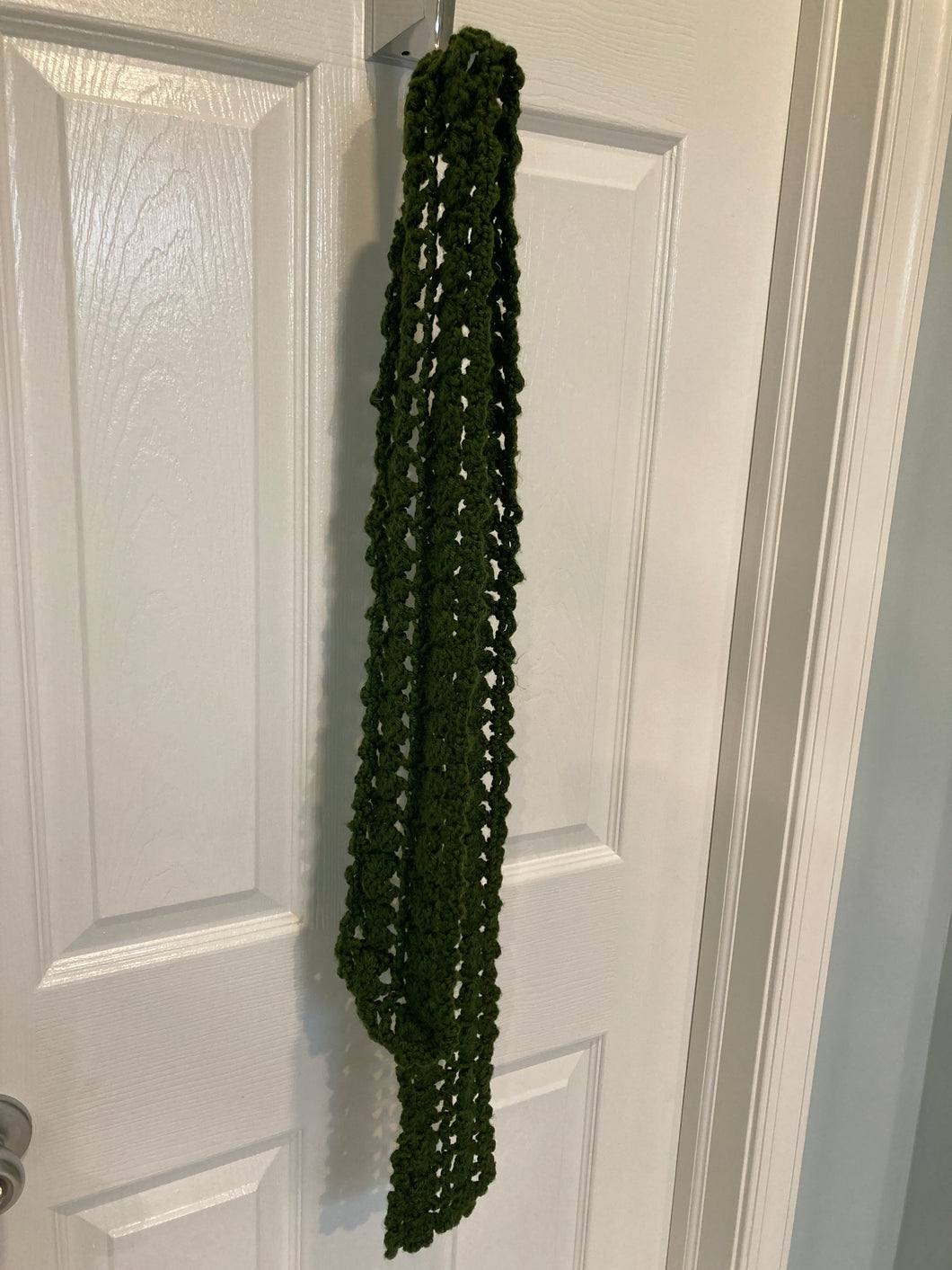 Hand crocheted scarf Forest green