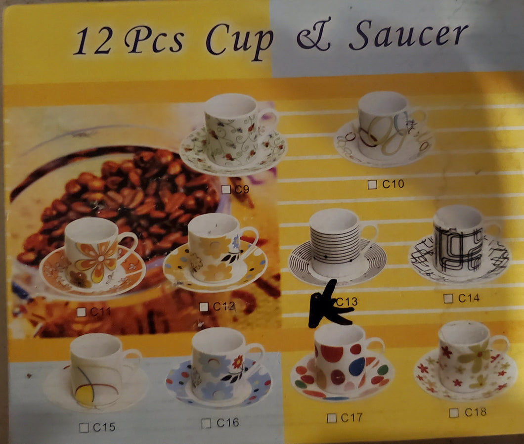 NEW 12 piece cup & saucer set