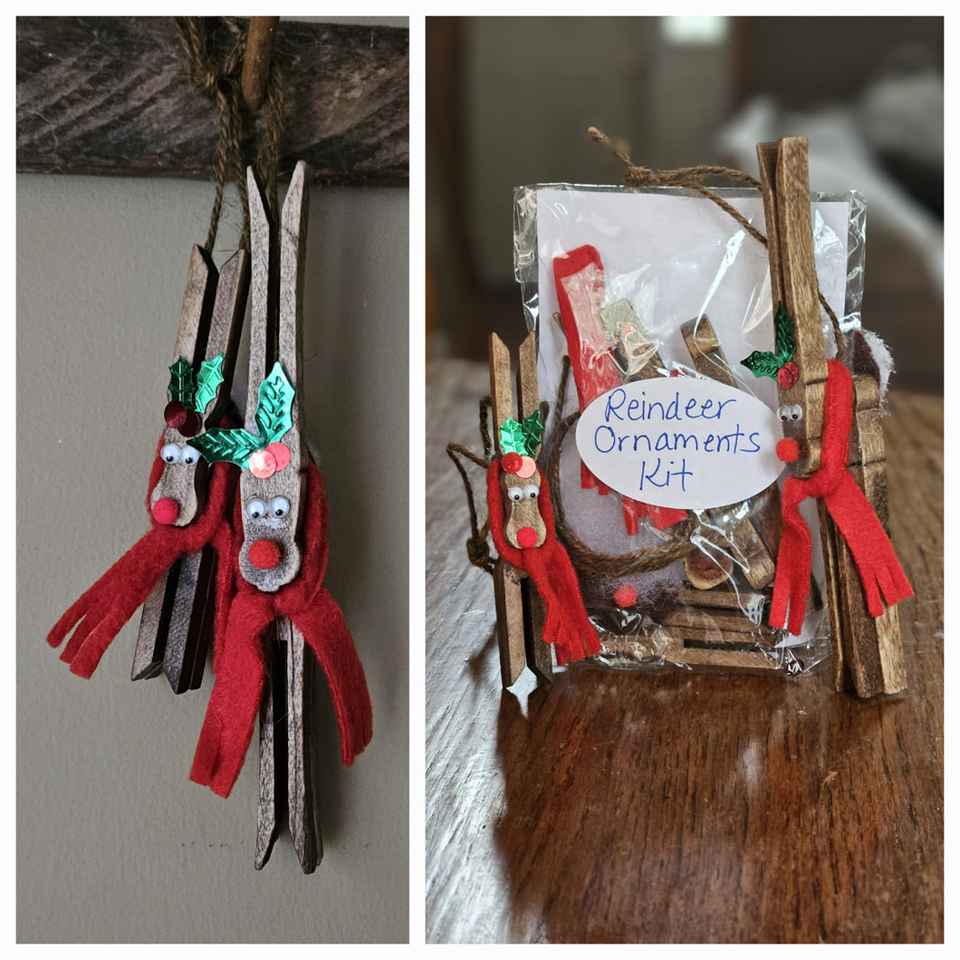 Reindeer Craft Christmas Ornament kit, makes 2 pc