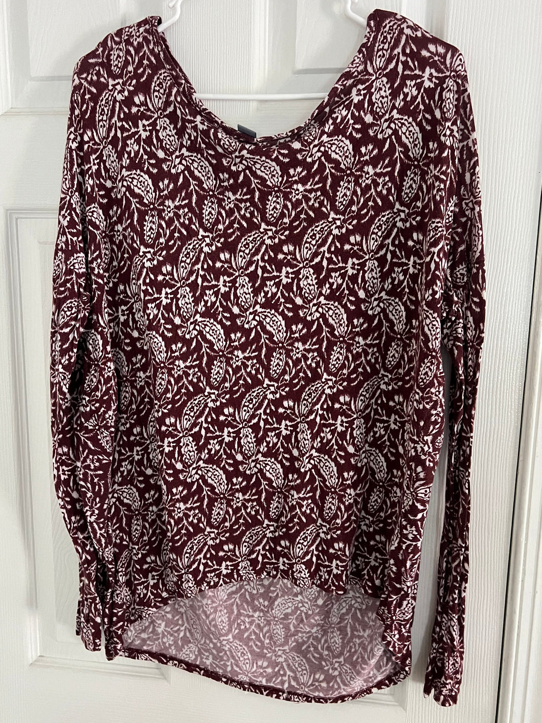 OLD NAVY LONG SLEEVE MAROON FLORAL - size Women L (12)