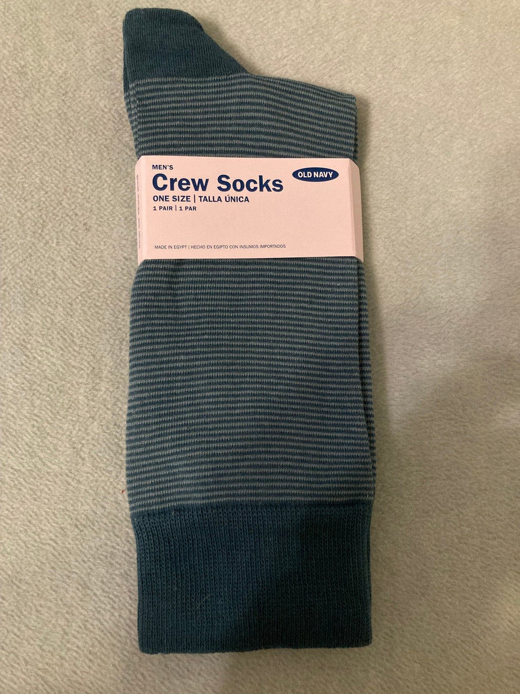 Old Navy NWT crew socks Teal w narrow stripes