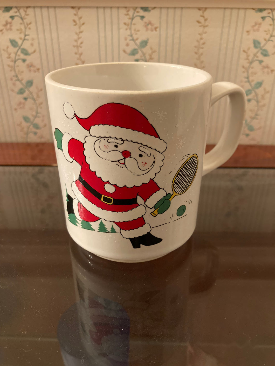 Coffee tea mug cup Santa tennis racket