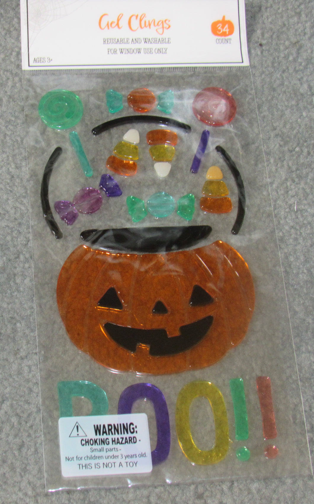 New pkg of gel clings Halloween 34 count