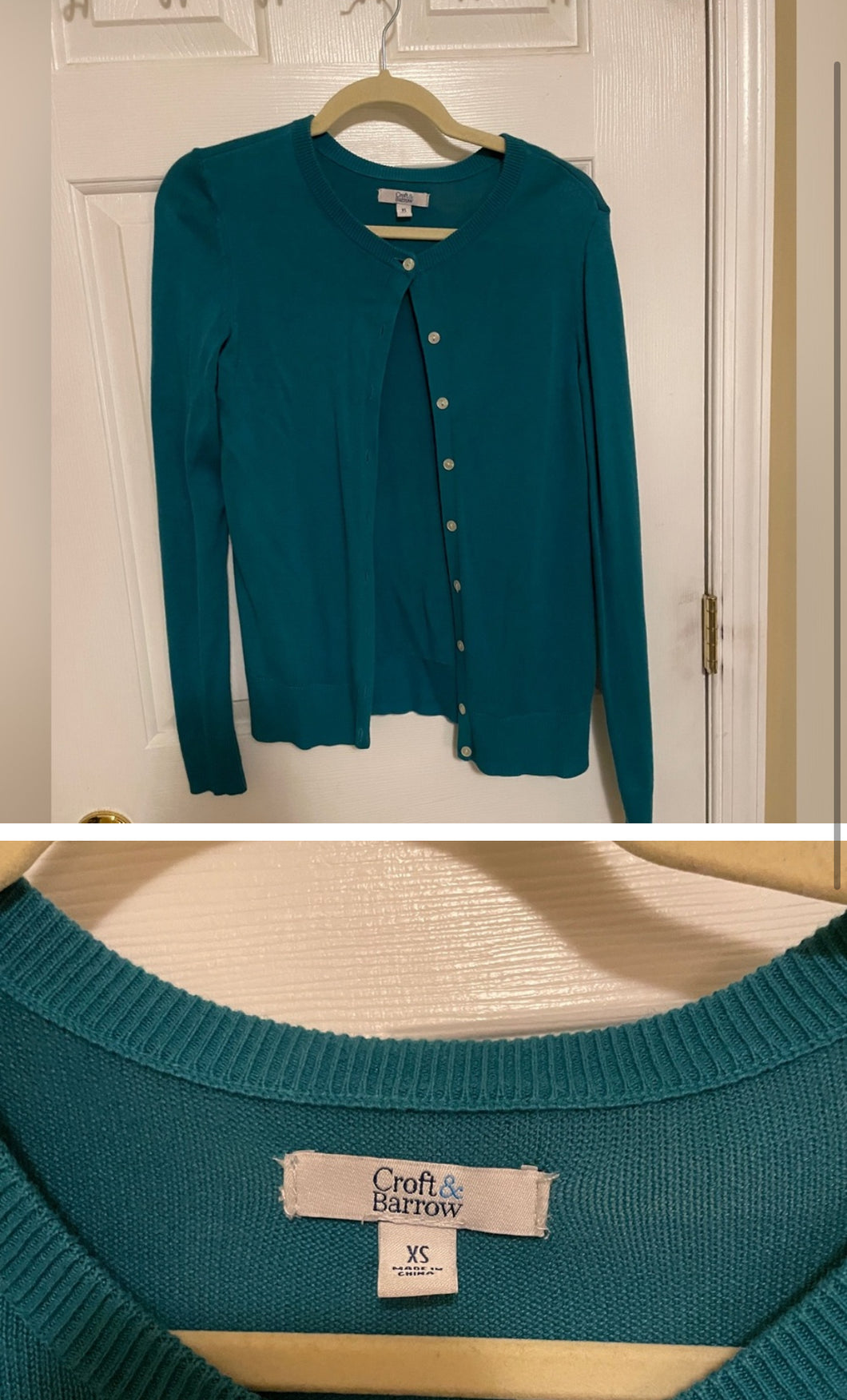 Croft and Borrow teal cardigan sweater - size Women S (4-6)