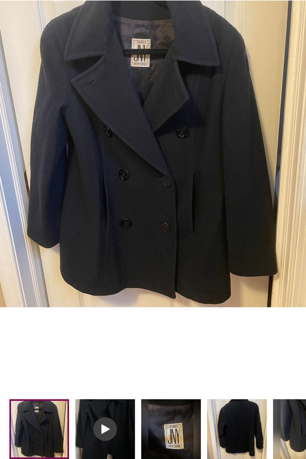 Jones wool navy blue Pea coat - size Women S (4-6)