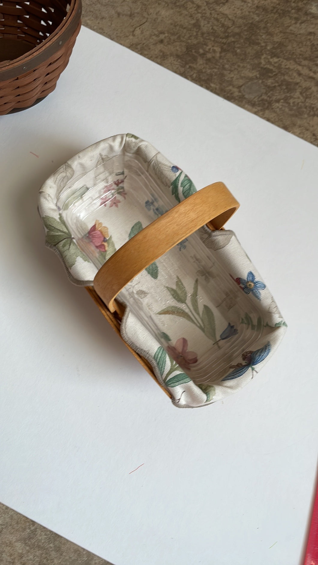 Longaberger rectangular Basket, liner, fabric