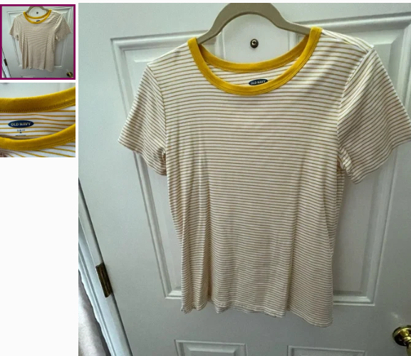 Old Navy golden /wh. stripe t-shirt - size Women M (8-10)