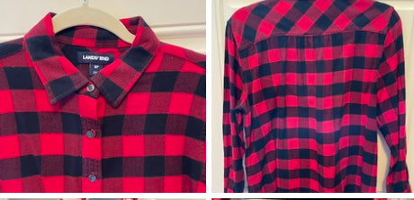 8 petite flannel shirt Red black buffalo plaid - size Women M (8-10)