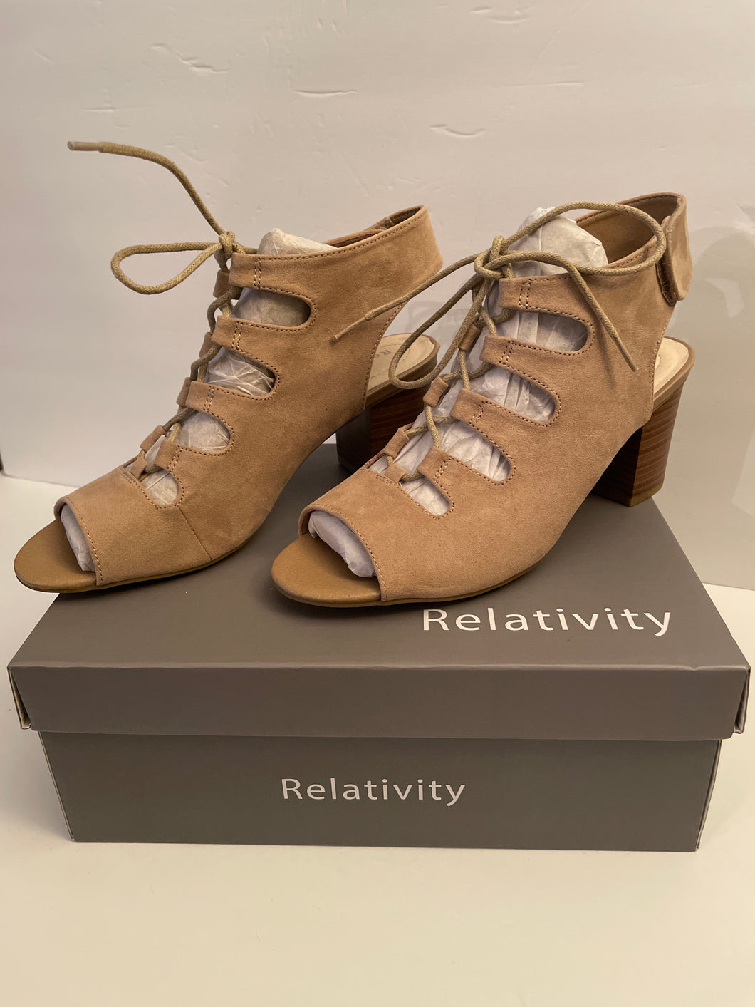 NEWRelativity BootSandal Tan Suede - Velcro Open - size Shoes-Womens 9