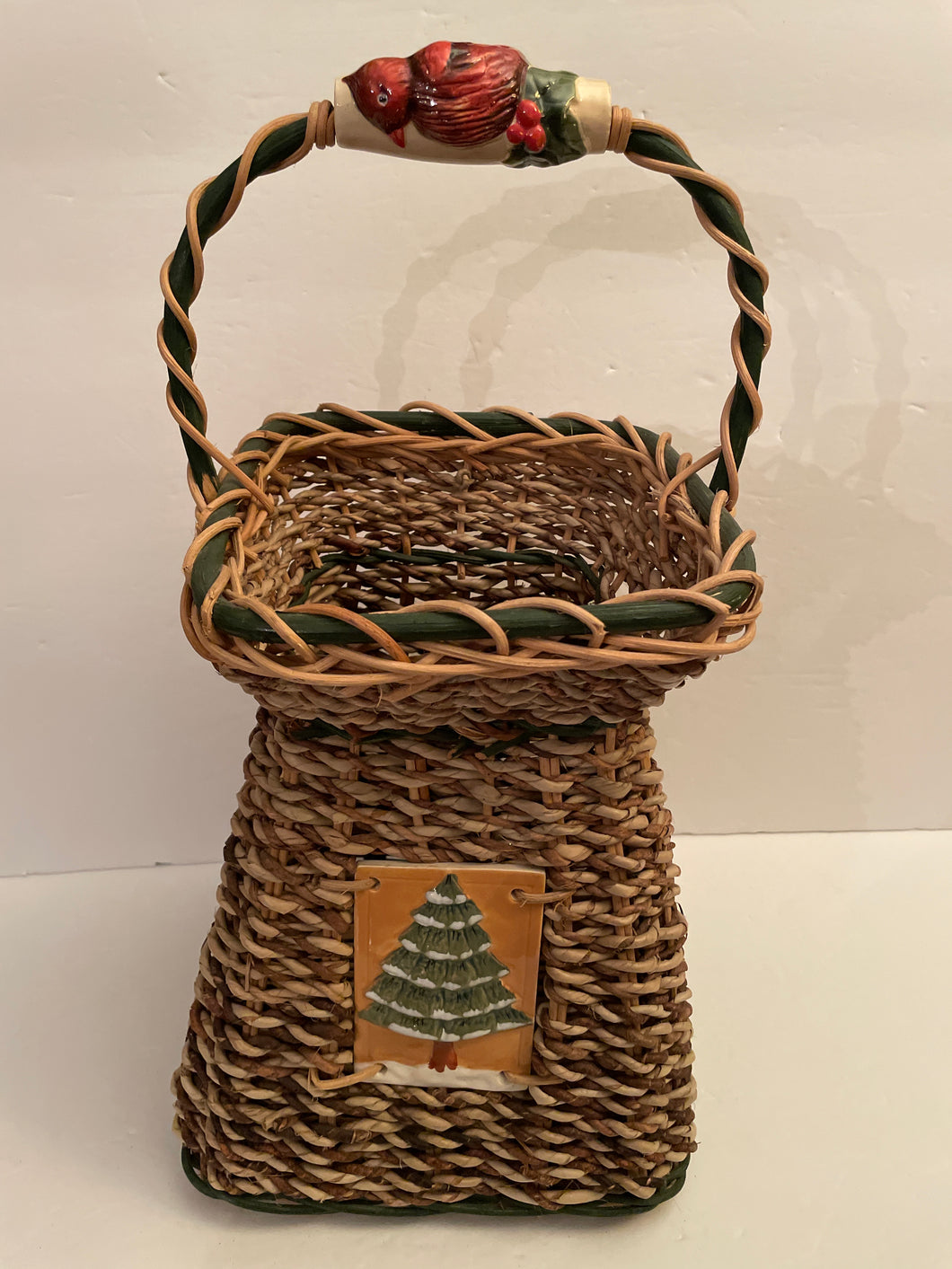 Wicker Basket w/ Ceramic Handle