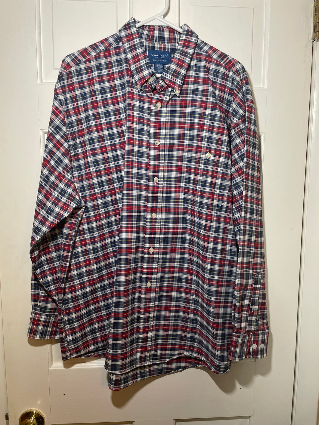 TownCraft Dress Shirt Red/Blue/White - size Mens XL