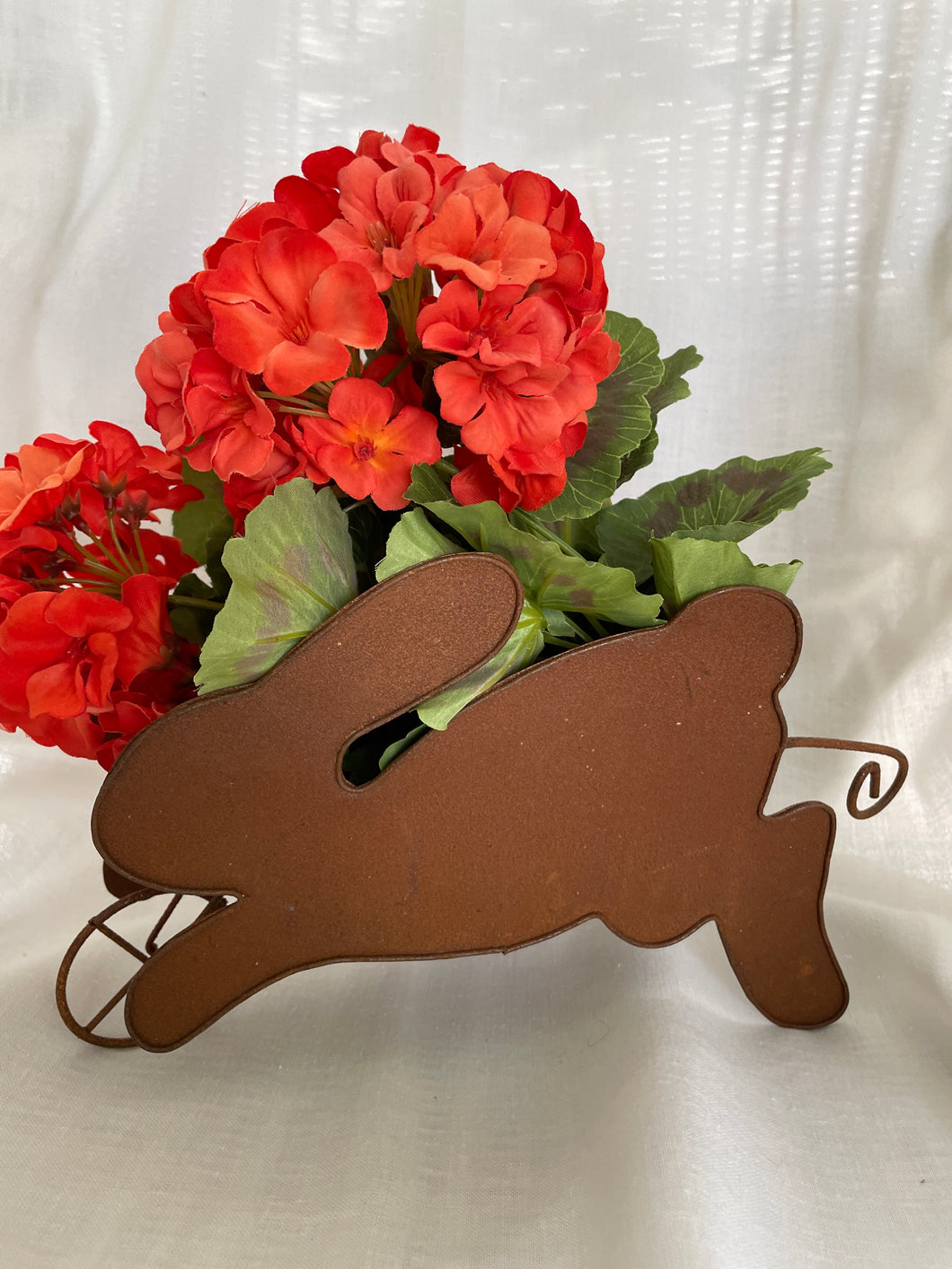 Easter Bunny Rustic Decor w/ Geraniums