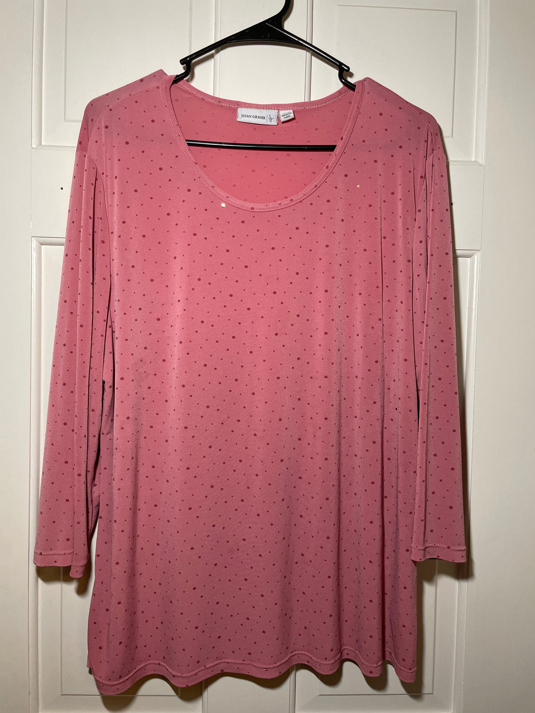 Susan Graver Top Dark Rose / Polka Dots - size Women L (12)