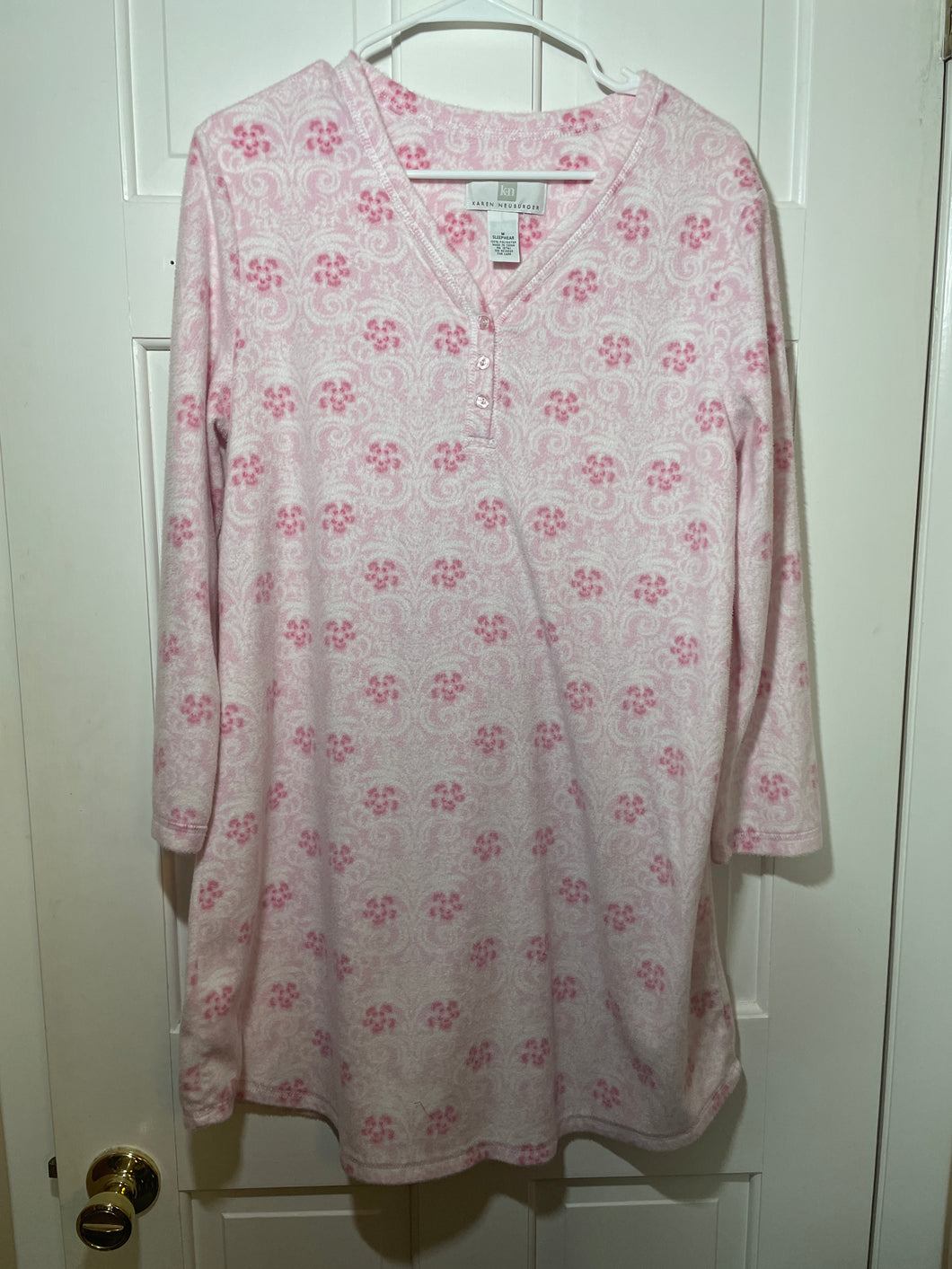 Karen Neuberger PJs Pink Floral Flannel - size Women M (8-10)