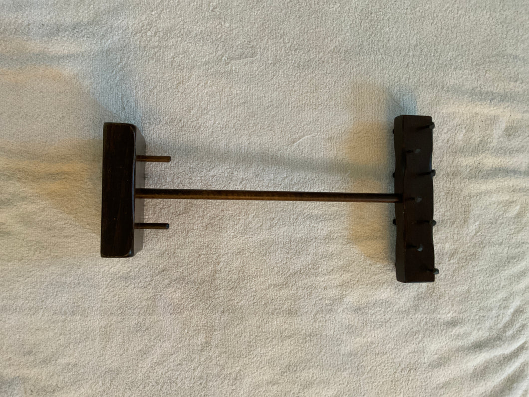 Wood jewelry stand w/ nail hooks & ring posts