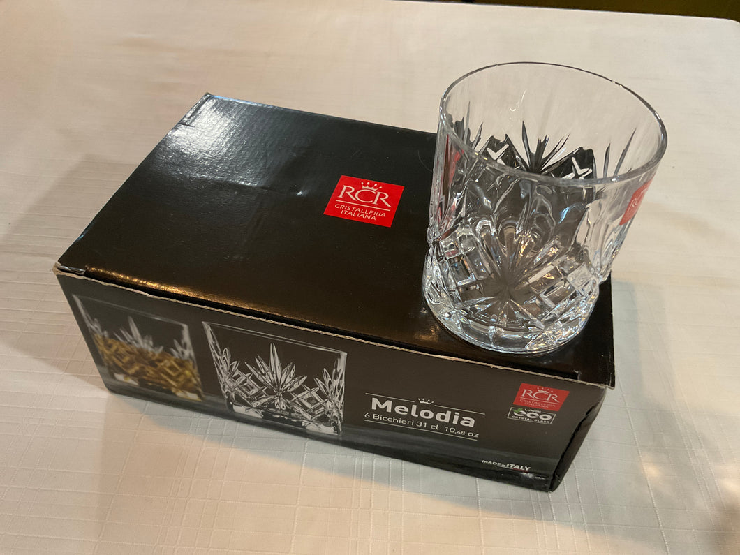 Melodic crystal old fash Glasses NEW cut diamond