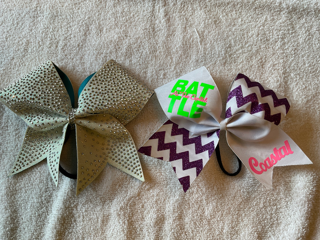 Cheer bows x2- rhine wht Teal comp bow & coastal