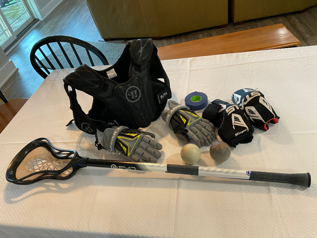 LAX chest, elbow & glove Stick, tape, 2x ball ymd