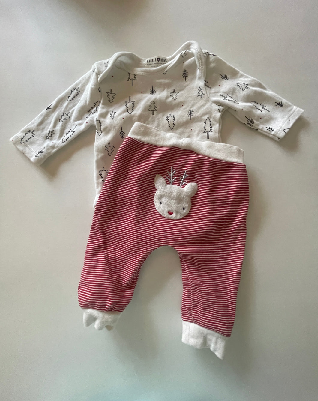 Rabbit & Bear reindeer onesie & pants - size 3-6 Months