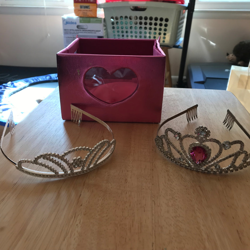 2 Real Metal Tiaras with box