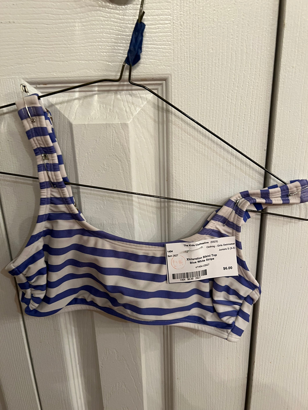 Xhilaration Bikini Top Blue White Stripe - size Junior Girls S (3-5)