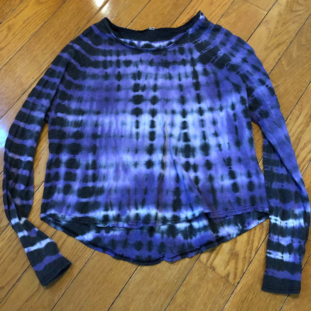 SO NICKKI CROP TOP BLK/PURP TYE DYE - size Junior Girls S (3-5)