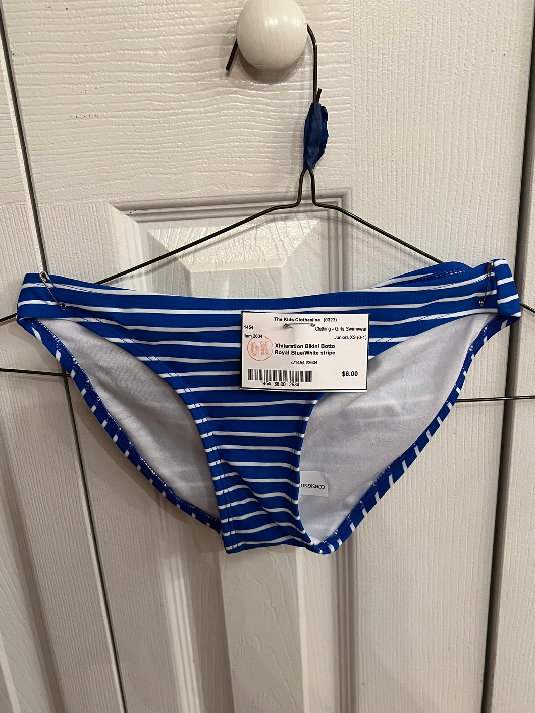 Xhilaration Bikini Botto Royal Blue/White stripe - size Junior Girls XS (0-1)