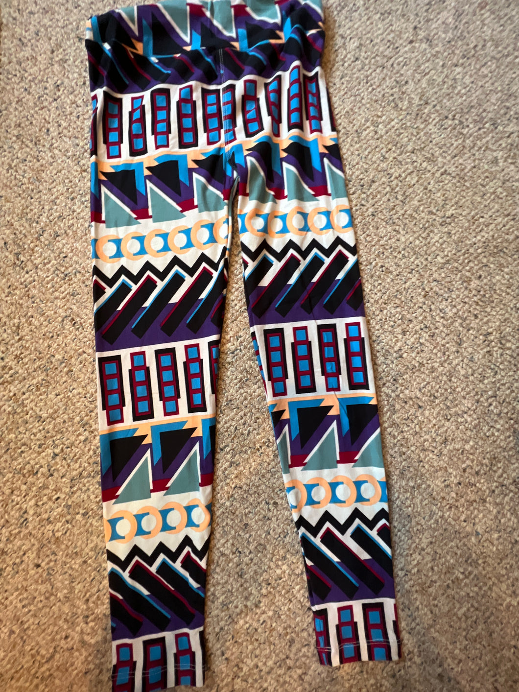 LuLaRoe Tights white/blue/yellow/purple - size Women L (12)