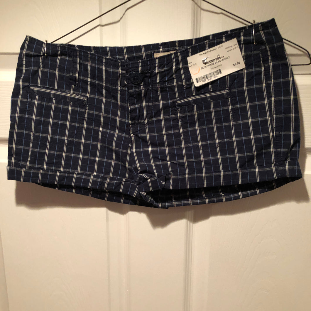 MOSSIMO SUPPLY BLUE/WHITE PLAID SHORT - size Junior Girls S (3-5)