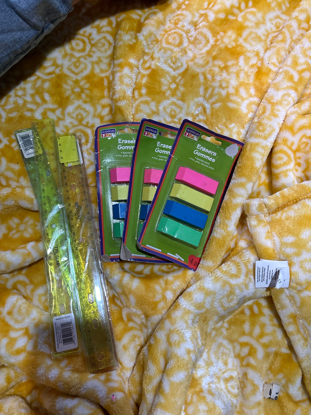 Lot of erasers and ruler