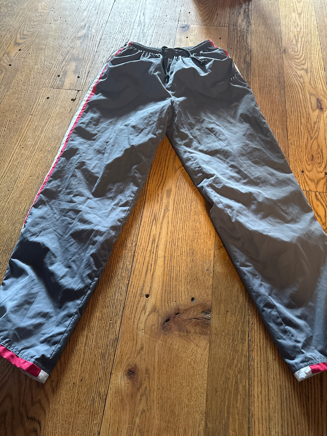 Wilson Gray Track Pants w/red and white stripe - size Mens S