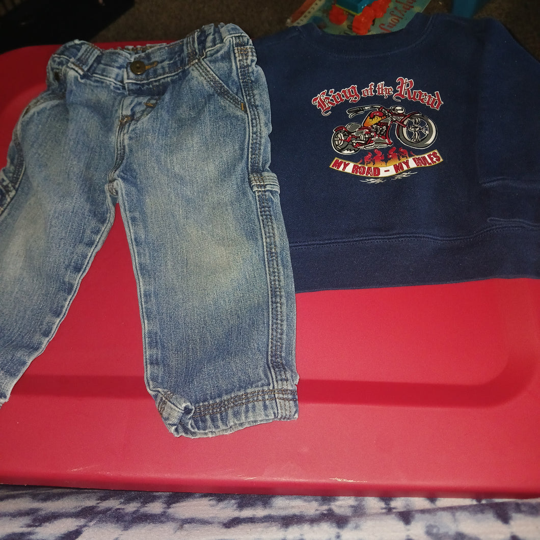 MOTORCYCLE SWEATSHIRT WITH JEANS - size 12 Months