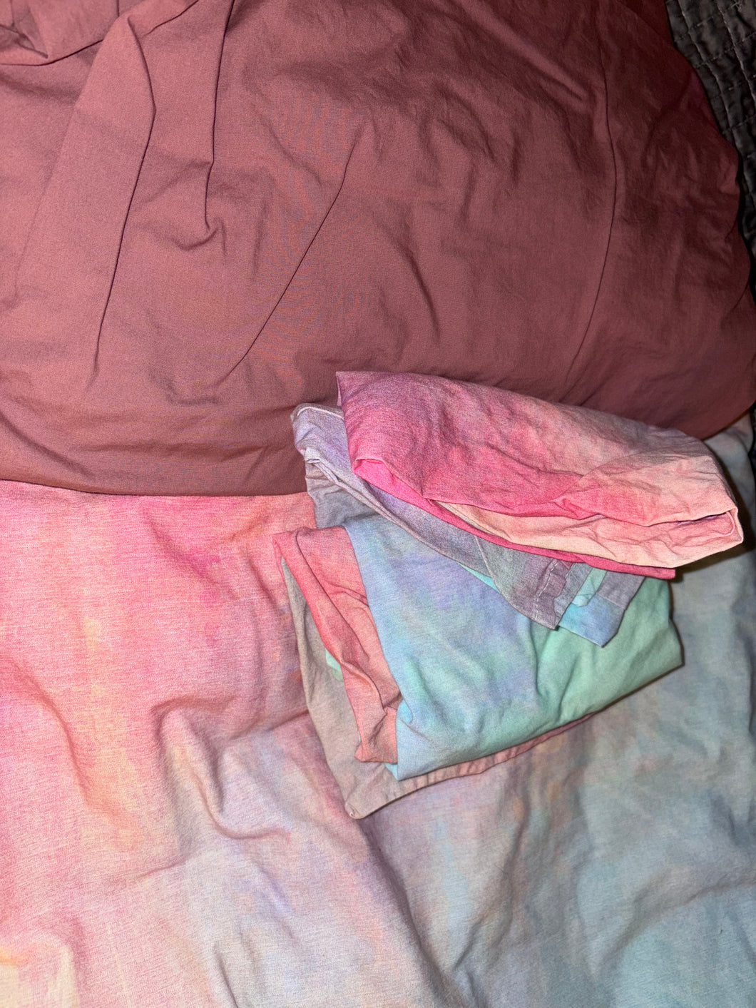 Rainbow duvet bed set fitted sheet duvet shams - size Full