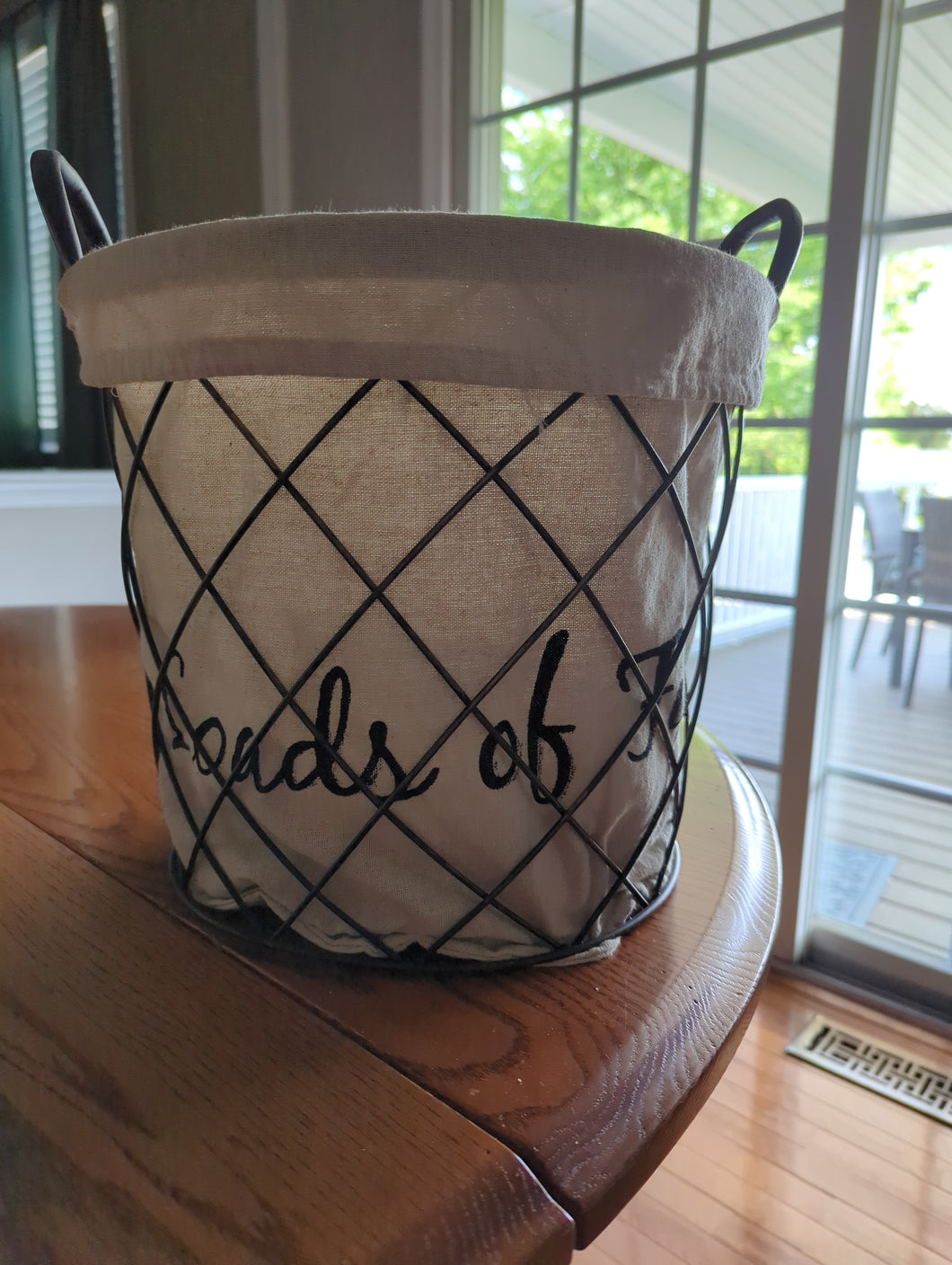 Wire basket with fabric Insert- Loads of Fun