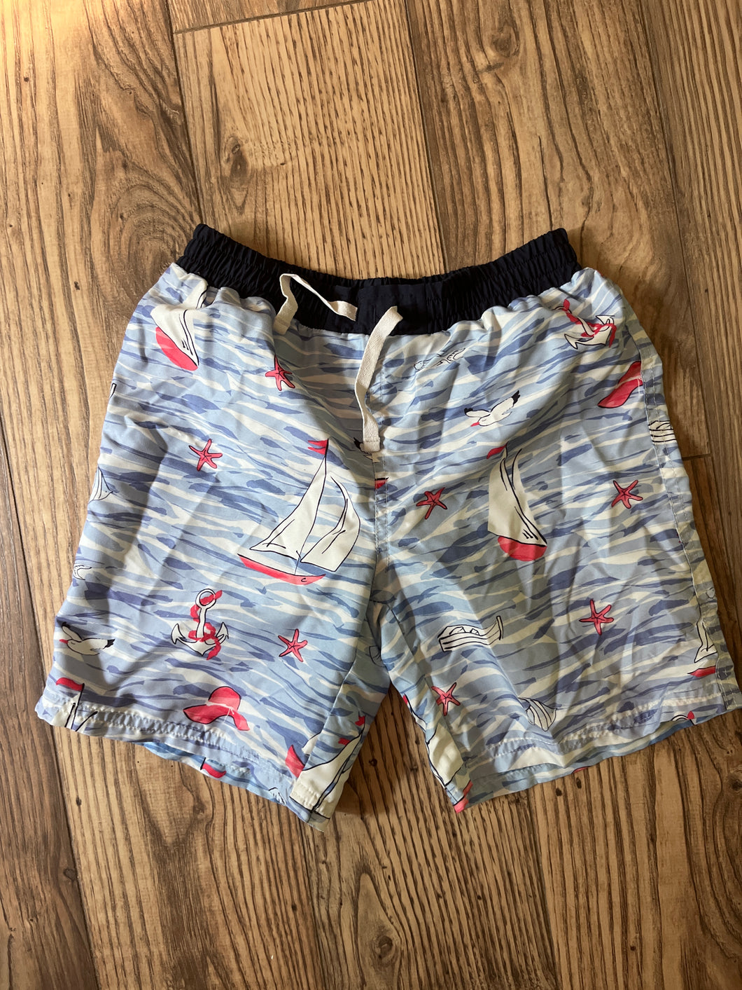 swim trunks blue with sailboats - size Kids 10