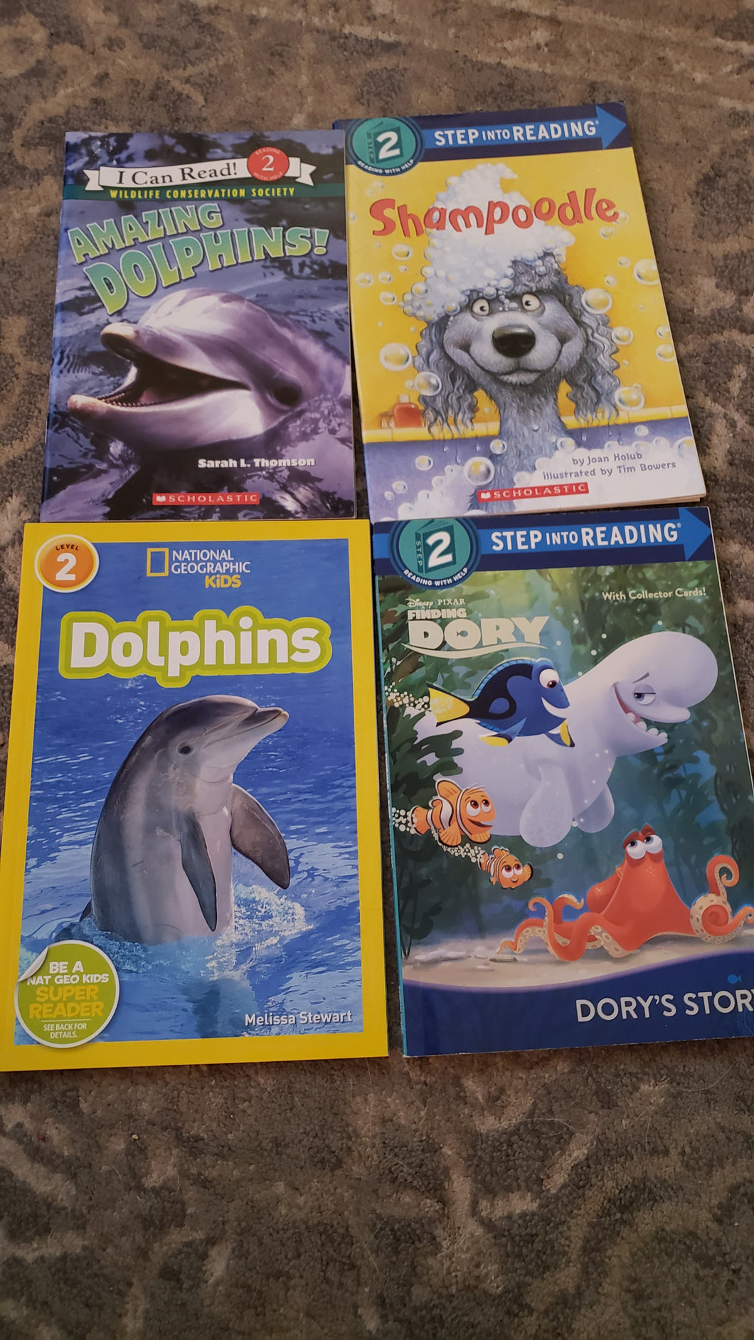 4 books Level 2 dolphins Dory shampoodle amazing
