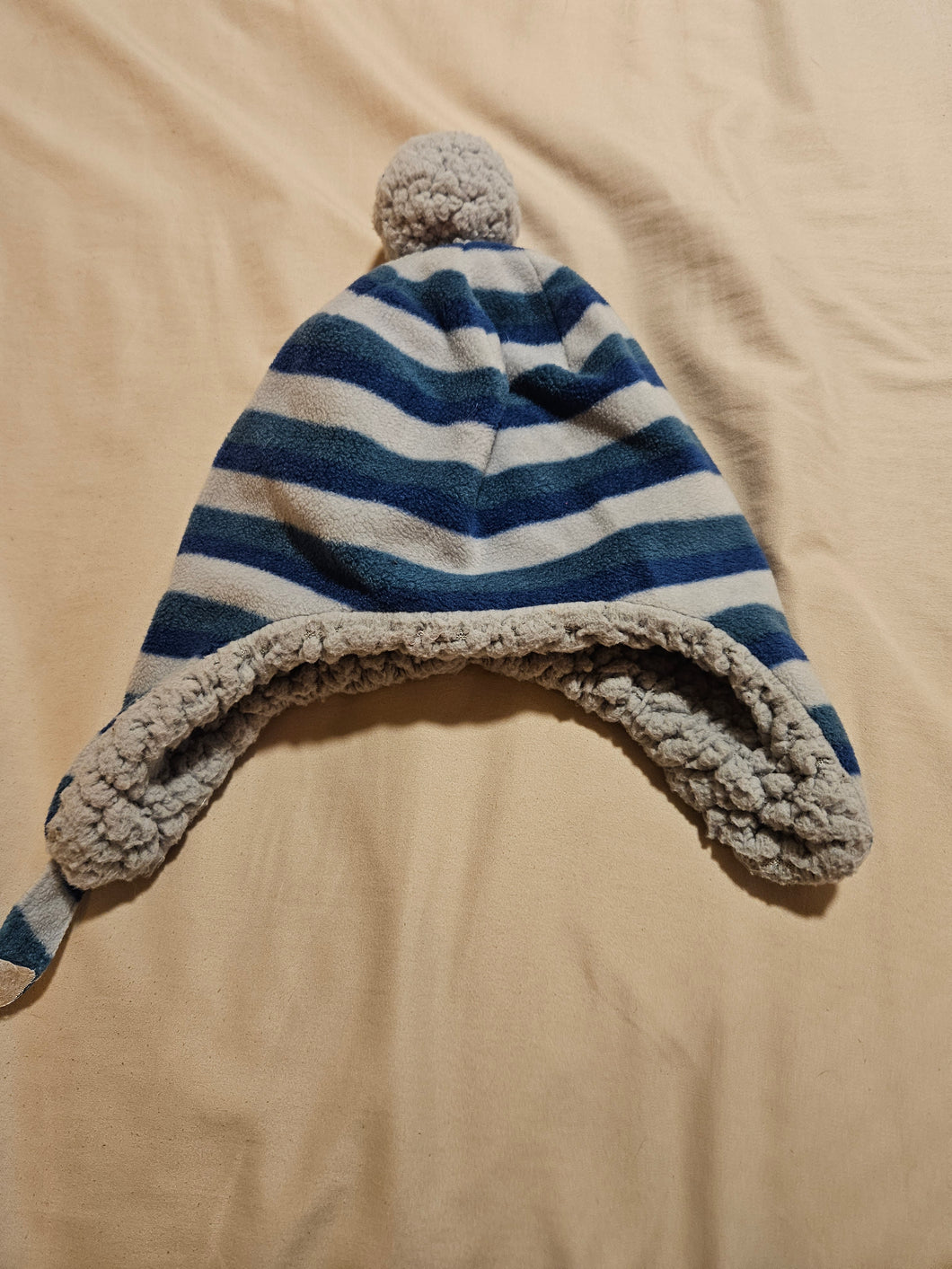 Blue & green striped hat toddler one size