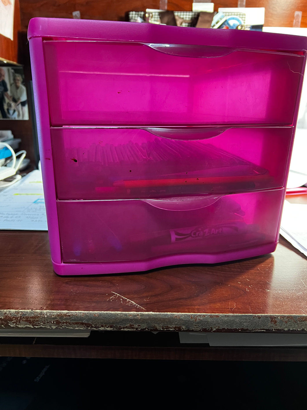 Steriline pink storage Container 3 drawers