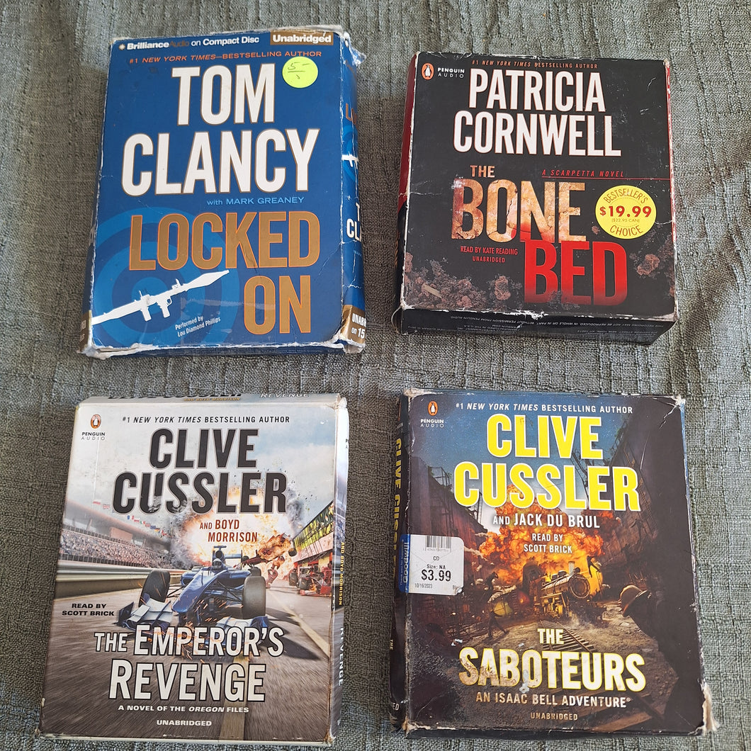 3 CLUVE CUSSLER & TOM CLANSEY AUDIOBOOKS CDS
